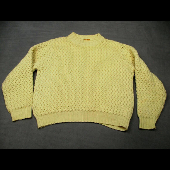 vtg 70s JANTZEN Sweater Sz M Ivory Virgin Wool Chunky Knit USA Fishermans - Picture 1 of 9